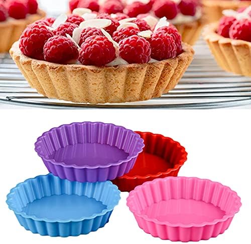 Silicone Quiche Pan, 8 Pack Silicone Tart and Pie Molds, Round 4 Inch