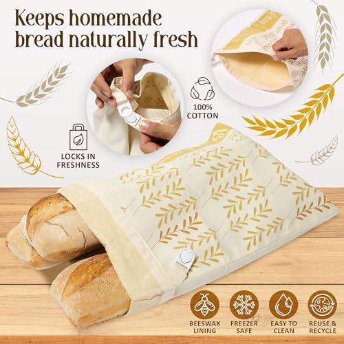 Set of 2 Beeswax Bread Bags for Homemade Bread