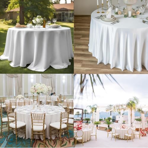 120 Inch Round Tablecloth 2 Pack White Table Cloths