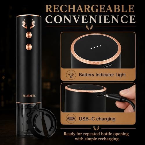 BLUBYEES 4-in-1 Electric Wine Opener Set – Rechargeable Automatic