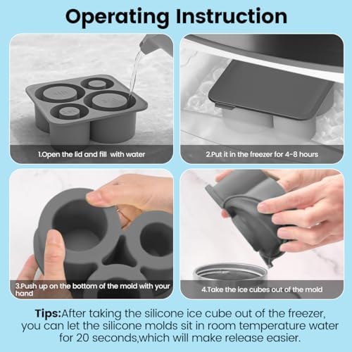 Large Silicone Ice Cube Tray for 20-30-40 oz Tumbler Cup, Slow Melting