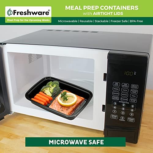 Freshware Meal Prep Containers [15 Pack] 1 Compartment Food Storage
