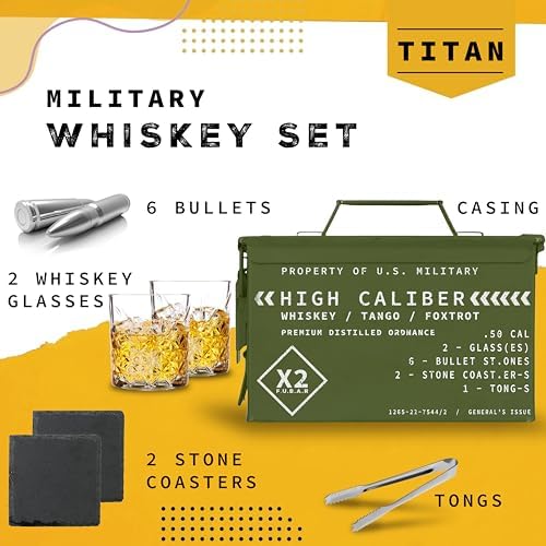 Titan LSO Whiskey Glasses and Stones in Unique Tactical Box Display