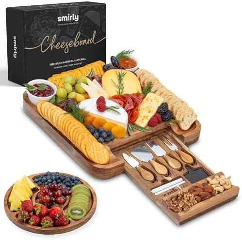 SMIRLY Charcuterie Board Set with Serving Accessories, Acacia