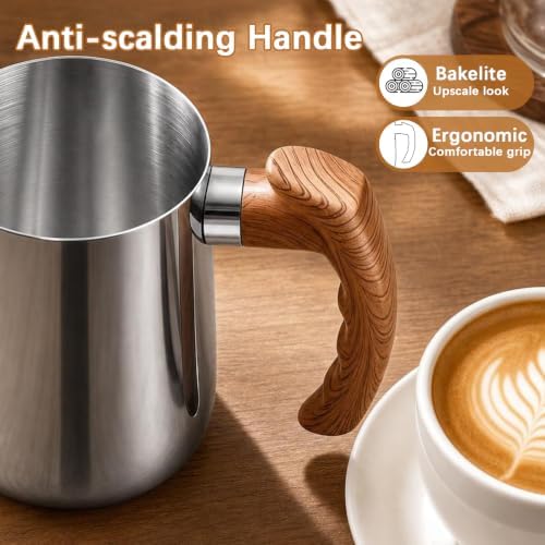 2 Pcs Stainless Steel Milk Frothing Pitcher - 20oz (600ml), Espresso
