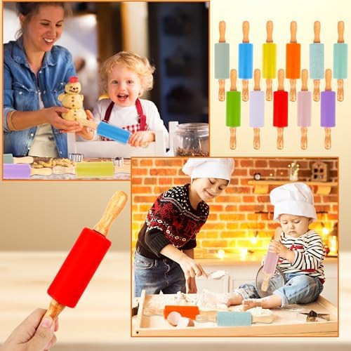 11 Pcs 9 Inch Mini Rolling Pins Small Silicone Rolling Pin Colorful