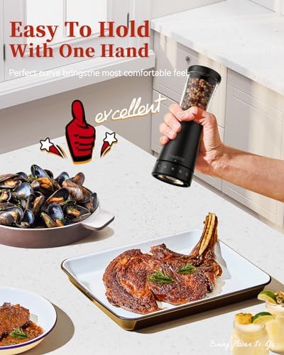 Electric Salt and Pepper Grinder Set, Stainless Steel, 4.5 oz
