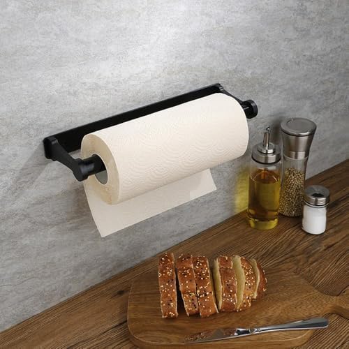 Black Wall-Mounted Paper Towel Holder, Under Cabinet