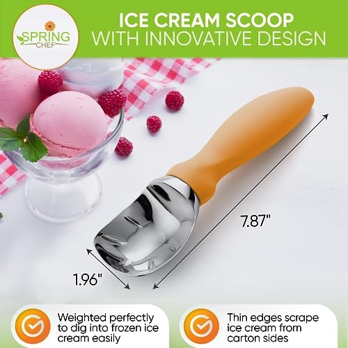 Spring Chef Professional Ice Cream Scoop & Stainless Steel Swivel