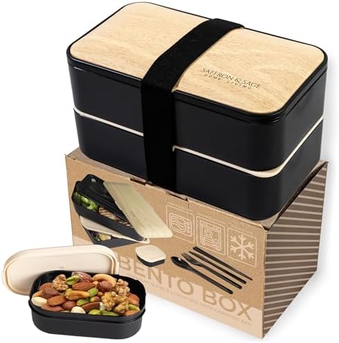 Saffron & Sage 42oz Black Bento Lunch Box