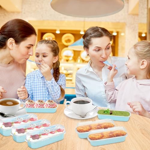 100Pack Mini Cake Pans Disposable Mini Loaf Pans with Lids and Spoons