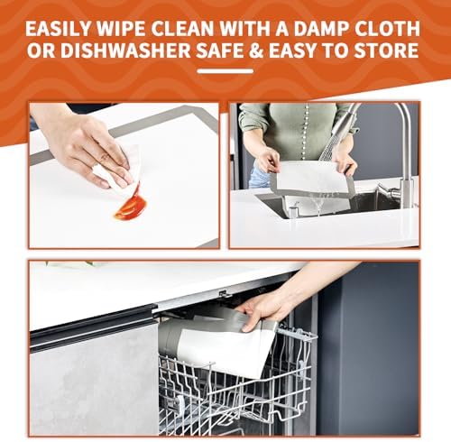 KitchenRaku Silicone Baking Mat Set of 3, Half and Quarter Sheets