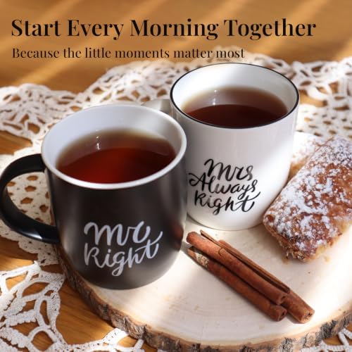 Triple Gifffted Mr Right and Mrs Always Right Coffee Mugs Gift Set