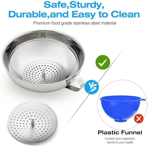 2pcs Canning Funnels for Filling Mason Jars with Strainer, Food Grade