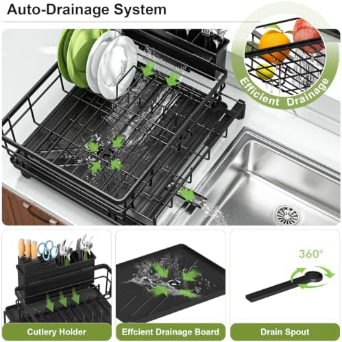 caktraie Dish Drying Rack - Extendable Dish Rack, Drying Rack Kitchen