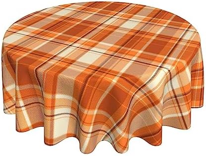 BETGINY Fall Tablecloth 70 Inch Round Autumn Thanksgiving Plaid Table