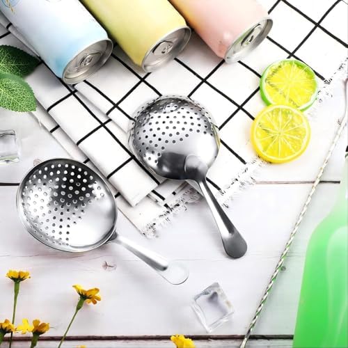 Boao 4 Pack Julep Strainers Stainless Steel Strainer Cocktail Spoon