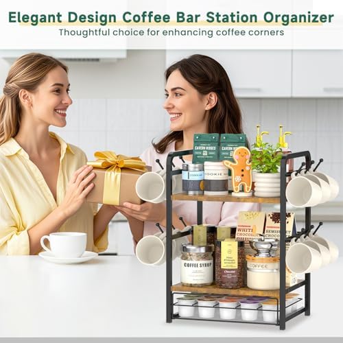 EsLuker.ly Coffee Bar Organizer Station Shelf Mug Holder for