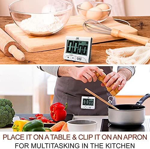 3" Large Display Kitchen Timer, White