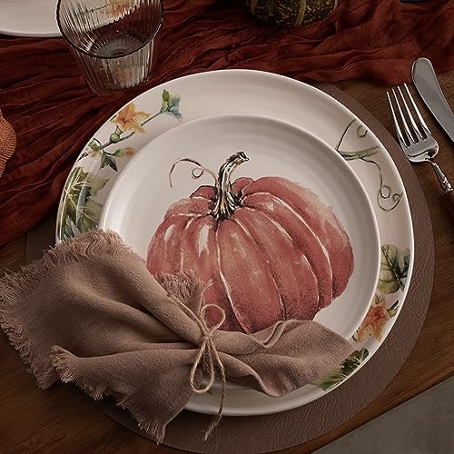 Bico Pumpkin Feast Salad Plates Set of 4, 8.75 Inch Ceramic Dessert