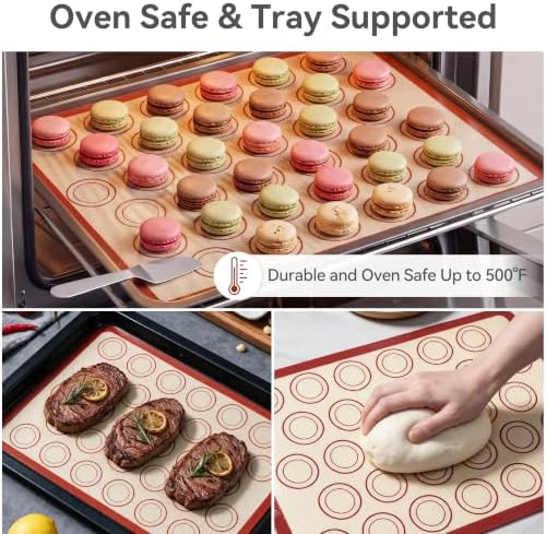 USLAI Macaron Silicone Baking Mats, 16.5 x 11.6 Inch, 2 Pack
