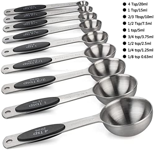 Magnetic Measuring Spoons Set of 9 Stainless Steel Measuring Spoons