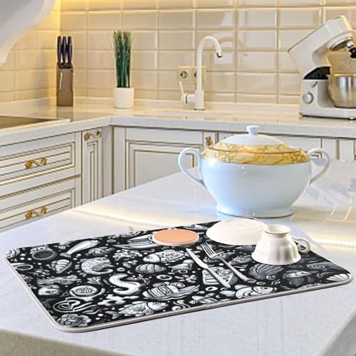 OTVEE Diving Equipment Art Dish Drying Mat for Kitchen Counter