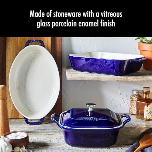 STAUB Ceramic 4-pc Baking Pan Set, Dark Blue