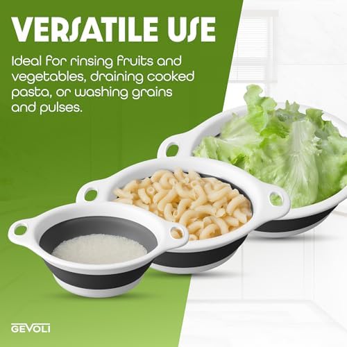 Collapsible Colanders (2 Pack Set) Food Strainers with Over-Sink Water
