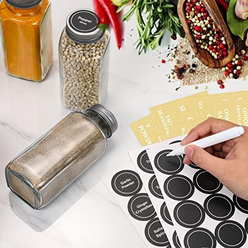 AOZITA 14 Pcs Glass Spice Jars with Spice Labels - 8oz Empty Square