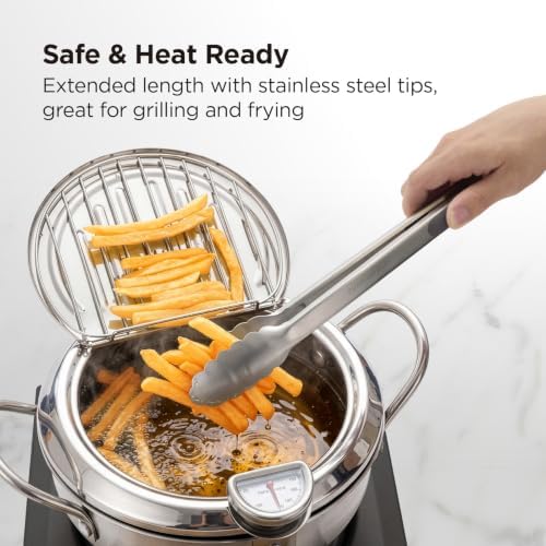 Kitchen Mama DuoEssentials Cooking Tongs Set, Metal Gray