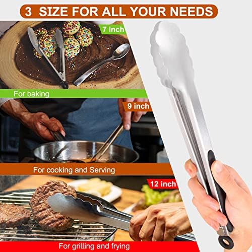 9-Piece Stainless Steel Kitchen Tongs Set