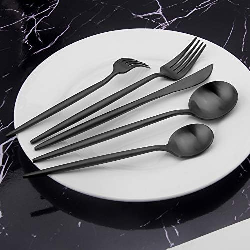 Matte Black Silverware Set, Vanys 20 Piece Stainless Steel Cutlery