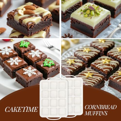 CAKETIME Silicone Brownie Pan with Dividers Metal Reinforced Frame