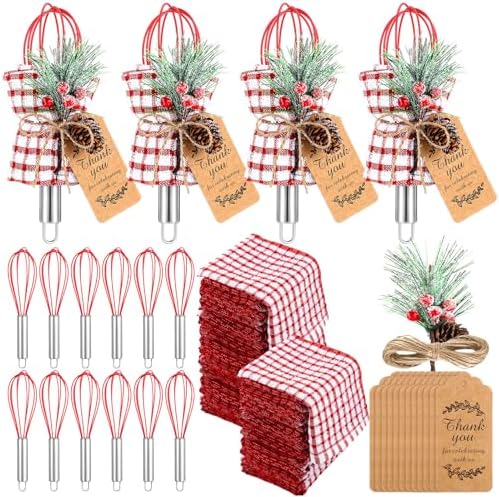 FoldTier 12 Sets 8 Inches Christmas Whisk Baking Supplies Gifts Sets