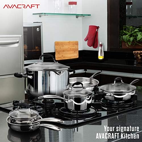 AVACRAFT 10 Piece 18/10 Stainless Steel Cookware Set