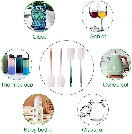 4 PCS Sponge Bottle Brushes, Bottles Scrubber Cleaning Brush with