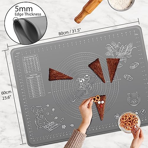 Silicone Baking Mat 32x24 inch, Extra Thick Non-stick Pastry Mat with