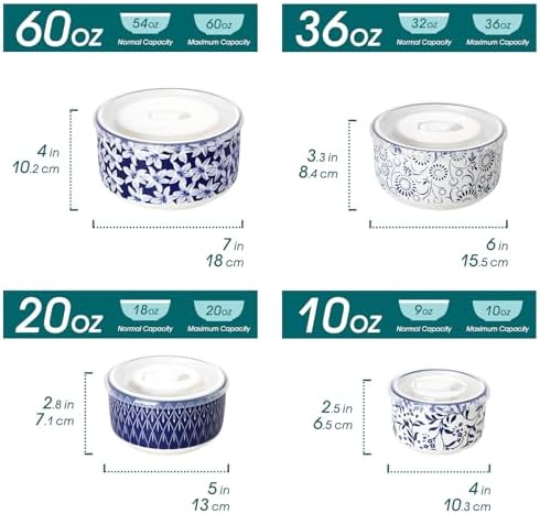 vancasso Ceramic Mixing Bowls with Lids Set of 4 Bundles Ceramic Spoon