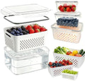 3 Pack Fruit Storage Containers for Fridge with Removable Colander