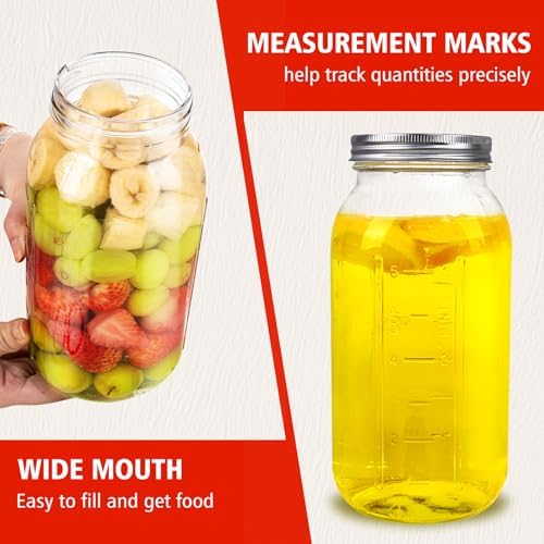 64 oz Mason Jars with Lids, 3 Pack Half Gallon Canning Jars