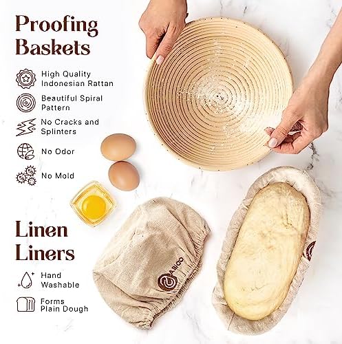 Sourdough Starter Kit, 10" Round & 11" Oval Baskets