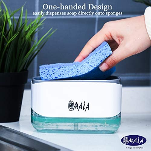 OMAIA 2-in-1 Dish Soap Dispenser with Sponge Holder