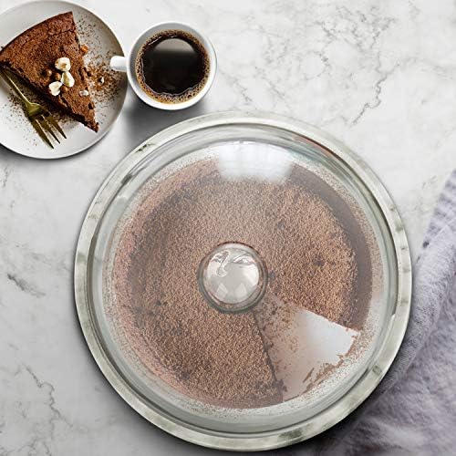 Flexzion Marble Cake Stand with Lid Round Glass Cover Glass Dome Cake