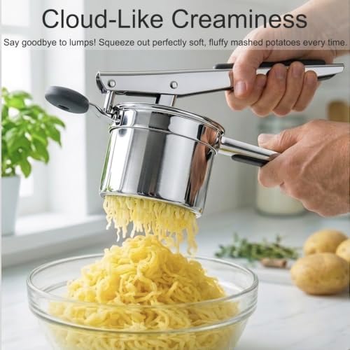 Large Potato Ricer, Heavy Duty Stainless Steel Potato Ricer and