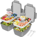 Cherrysea 2Pack Salad Lunch Container, 68oz Salad Bowls with 4