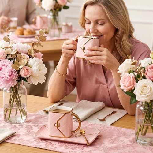 Zubebe 1 Set Coffee Mug Elegant Handbag Shaped Cup, Pink