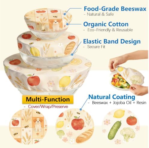 Reusable Beeswax Bowl Covers, 3-Pack, Sourdough