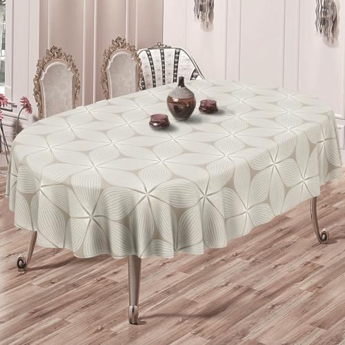 Geometrical Oval Tablecloth Farmhouse 52"x70" Waterproof Table Cloth