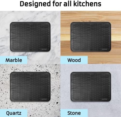 HOTPOP XXL 24"x18" Large Black Dish Silicone Drying Mat and Trivet